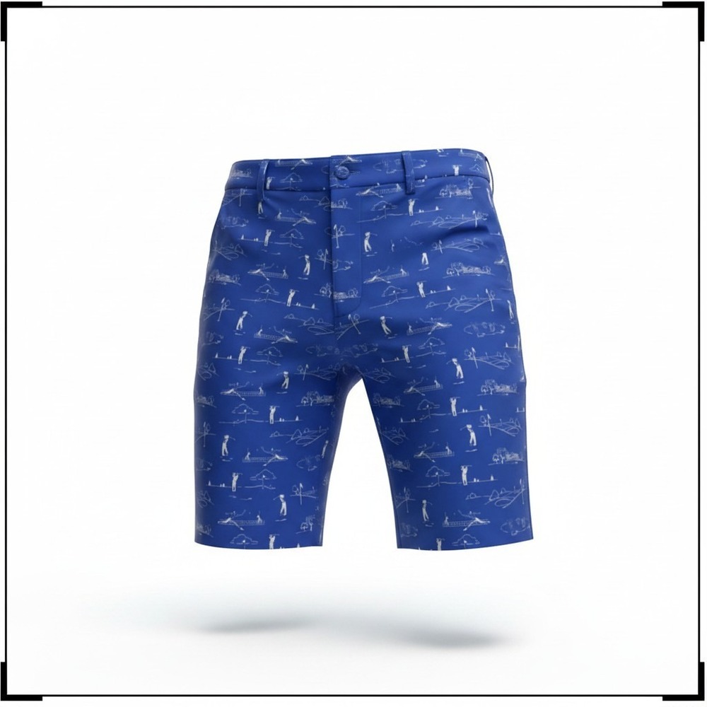 RLX Ralph Lauren Shorts Mens 33 Blue Golf Concept 1 Tailored Fit Toile Print NWT